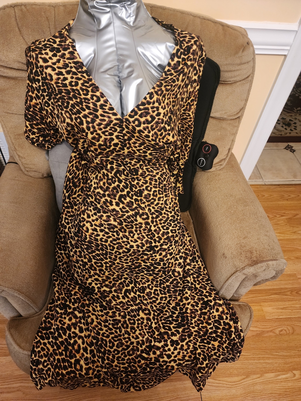 Robert Louis Leopard-Print Wrap Dress in Brown and Black
